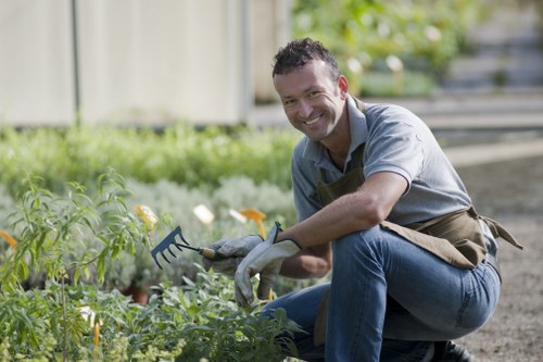 Inspector or manager reviewing garden work during investigation